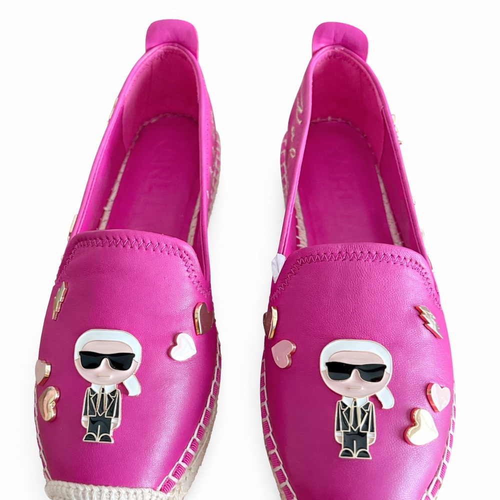 Pink Espadrille Flats with Fashion Icon Design
